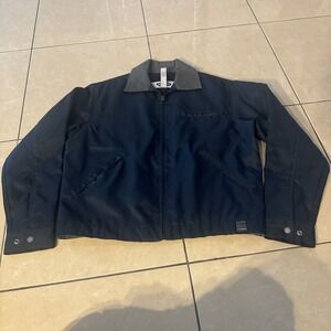 Y2K VTG Old Navy Mechanics S Men Detroit Style Khaki Jacket Corduroy Collar Zip